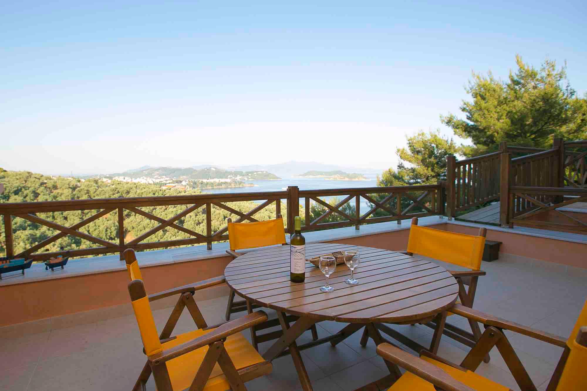 Villa Anemoessa mountain and sea view from the outdoor pool terrace
